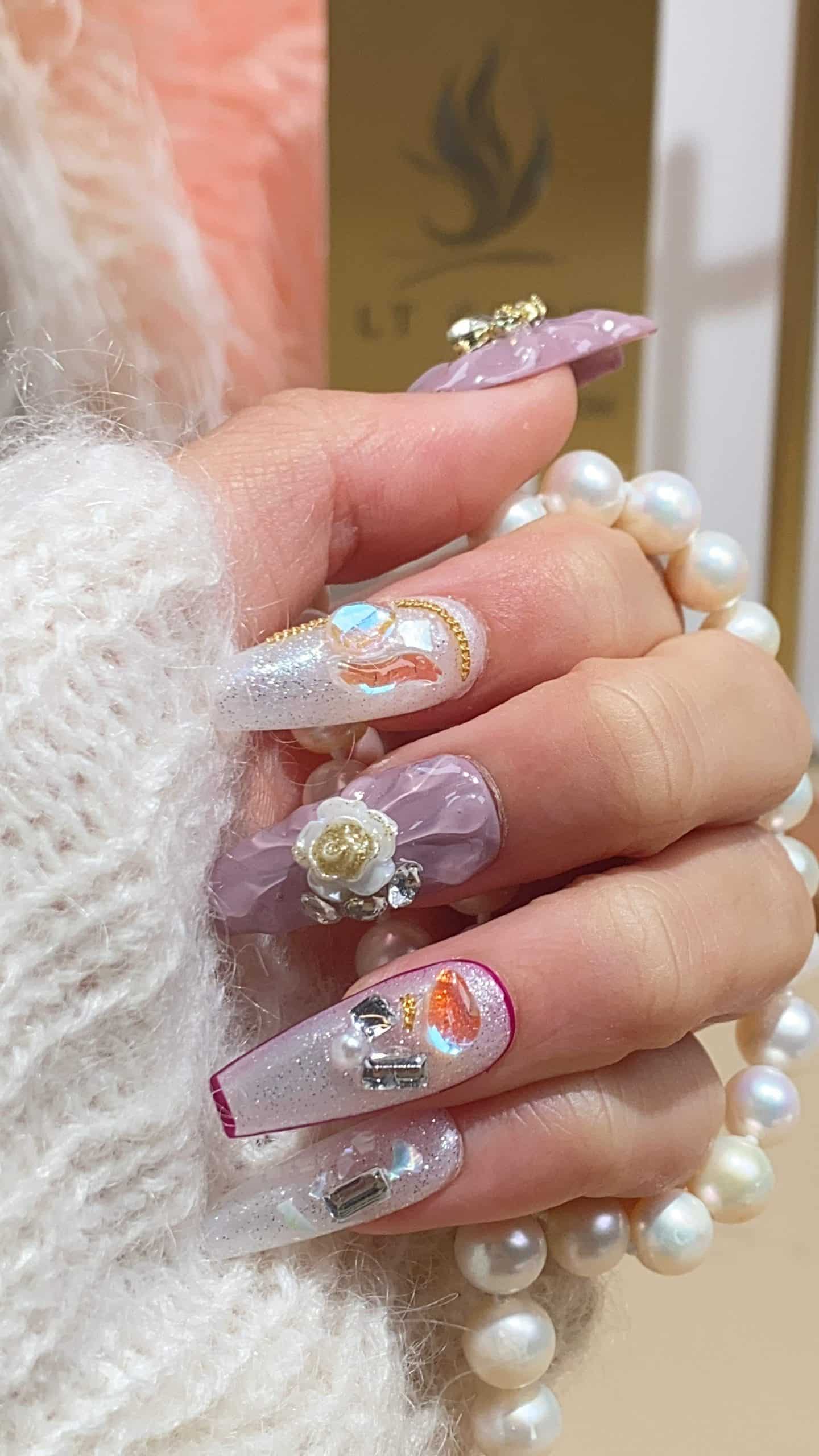 20+ Dazzling Coffin Nails With Rhinestones - The Glossychic