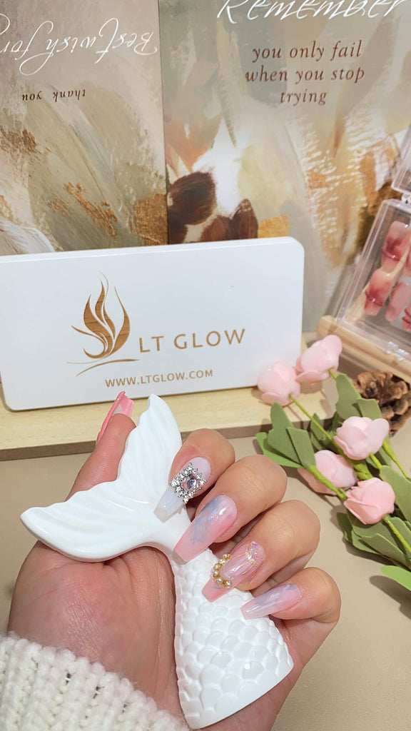 Elegant Virgo-inspired fake nails by LT Glow, designed to capture the refined qualities of the zodiac, handcrafted with care.